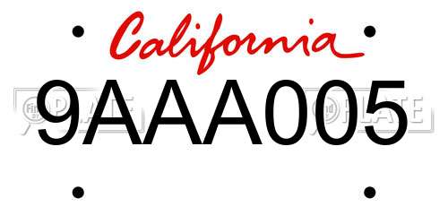 9AAA005 California License Plate