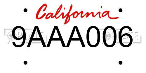 9AAA006 California License Plate
