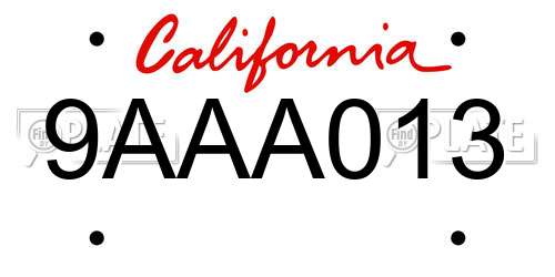 9AAA013 California License Plate