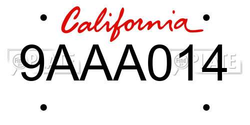 9AAA014 California License Plate