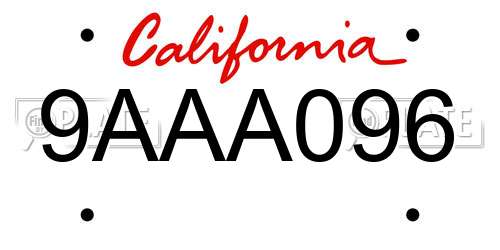 9AAA096 California License Plate