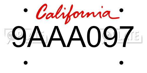 9AAA097 California License Plate