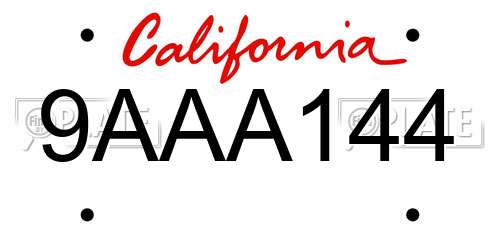 9AAA144 California License Plate