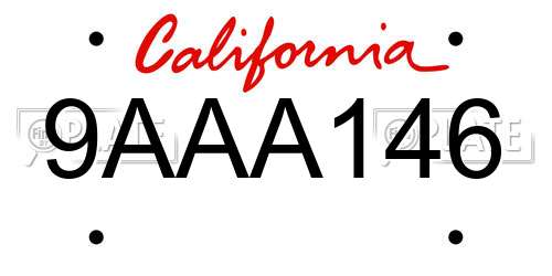 9AAA146 California License Plate