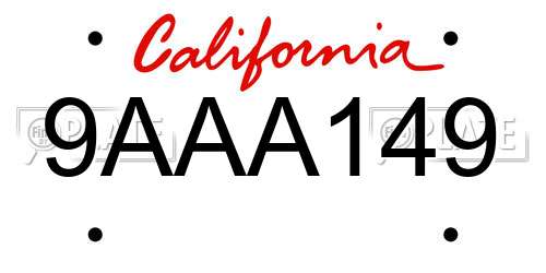 9AAA149 California License Plate