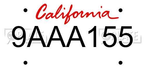 9AAA155 California License Plate