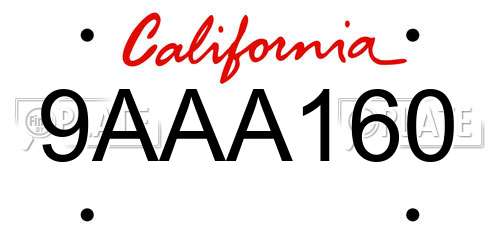 9AAA160 California License Plate