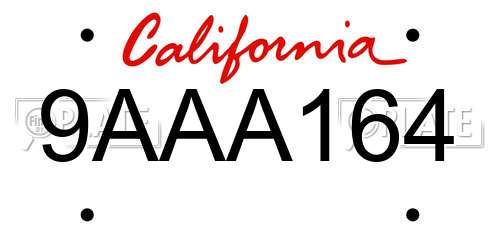 9AAA164 California License Plate