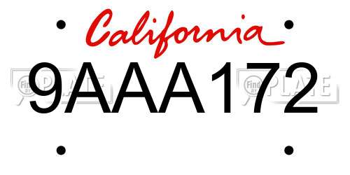 9AAA172 California License Plate