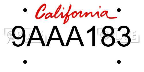 9AAA183 California License Plate