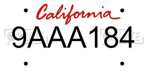 9AAA184 California License Plate