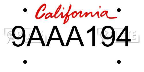 9AAA194 California License Plate