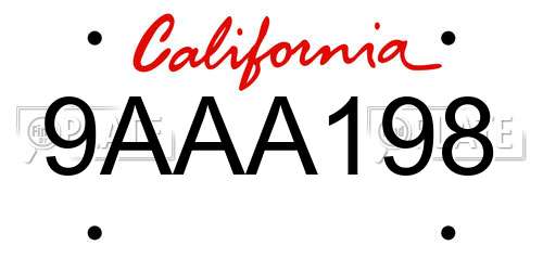 9AAA198 California License Plate
