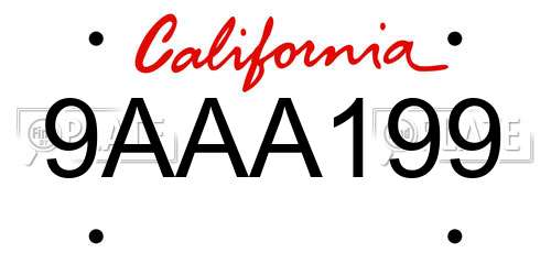 9AAA199 California License Plate