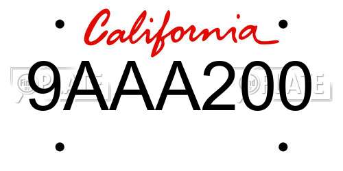 9AAA200 California License Plate