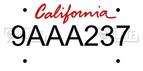 9AAA237 California License Plate