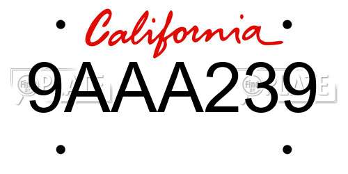 9AAA239 California License Plate