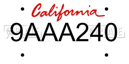 9AAA240 California License Plate