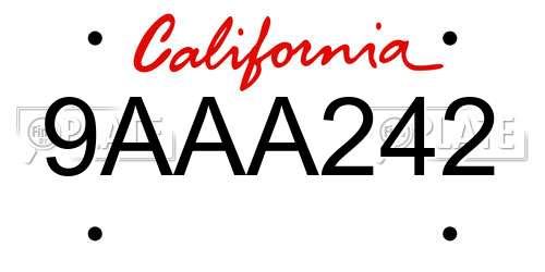 9AAA242 California License Plate