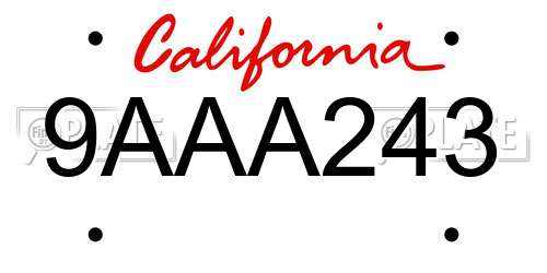 9AAA243 California License Plate