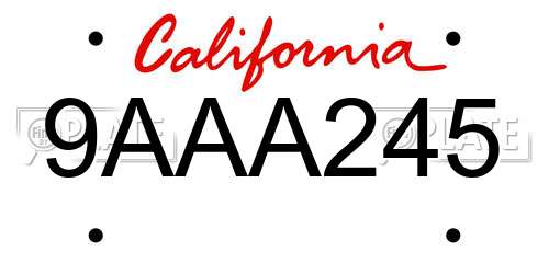 9AAA245 California License Plate