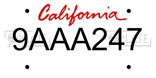 9AAA247 California License Plate