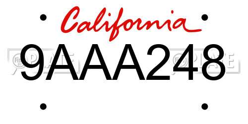 9AAA248 California License Plate