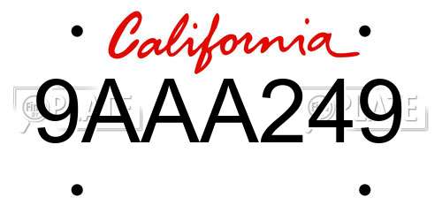 9AAA249 California License Plate