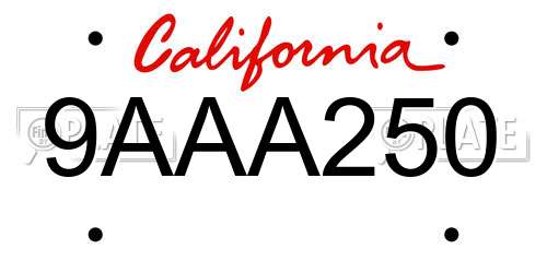 9AAA250 California License Plate