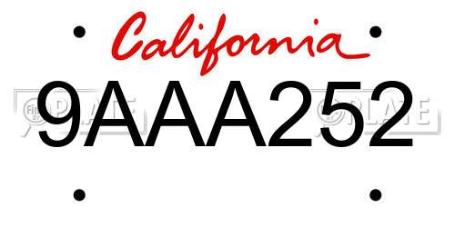 9AAA252 California License Plate