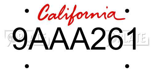 9AAA261 California License Plate