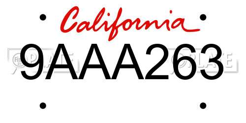 9AAA263 California License Plate