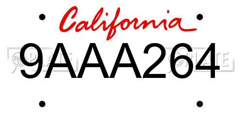 9AAA264 California License Plate