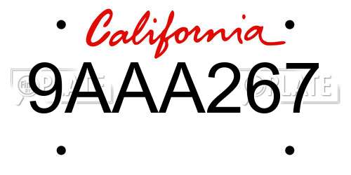 9AAA267 California License Plate