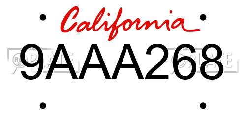 9AAA268 California License Plate