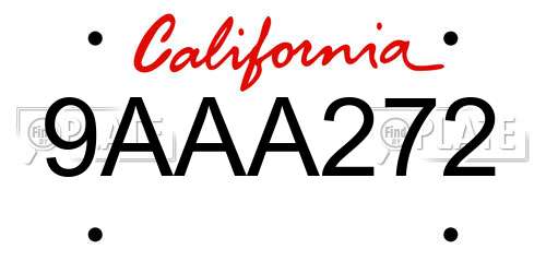 9AAA272 California License Plate