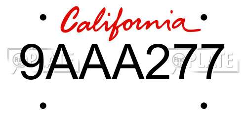 9AAA277 California License Plate