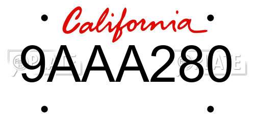 9AAA280 California License Plate