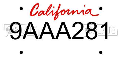 9AAA281 California License Plate