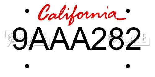 9AAA282 California License Plate