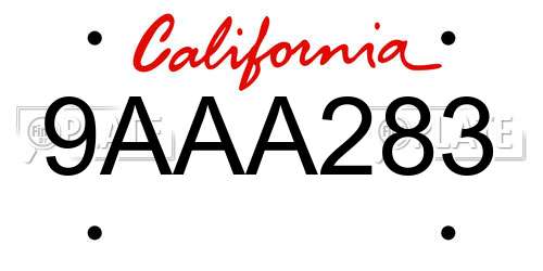 9AAA283 California License Plate
