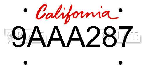 9AAA287 California License Plate
