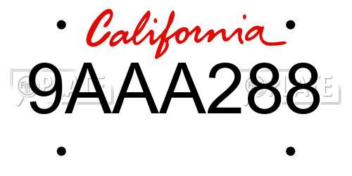 9AAA288 California License Plate