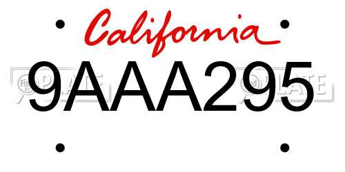 9AAA295 California License Plate