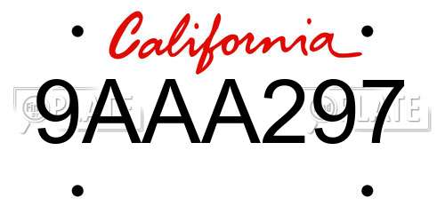 9AAA297 California License Plate
