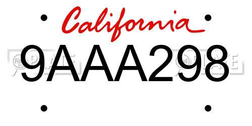 9AAA298 California License Plate