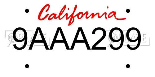 9AAA299 California License Plate