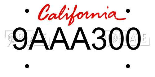 9AAA300 California License Plate