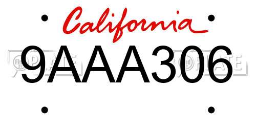 9AAA306 California License Plate