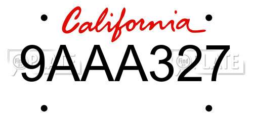 9AAA327 California License Plate